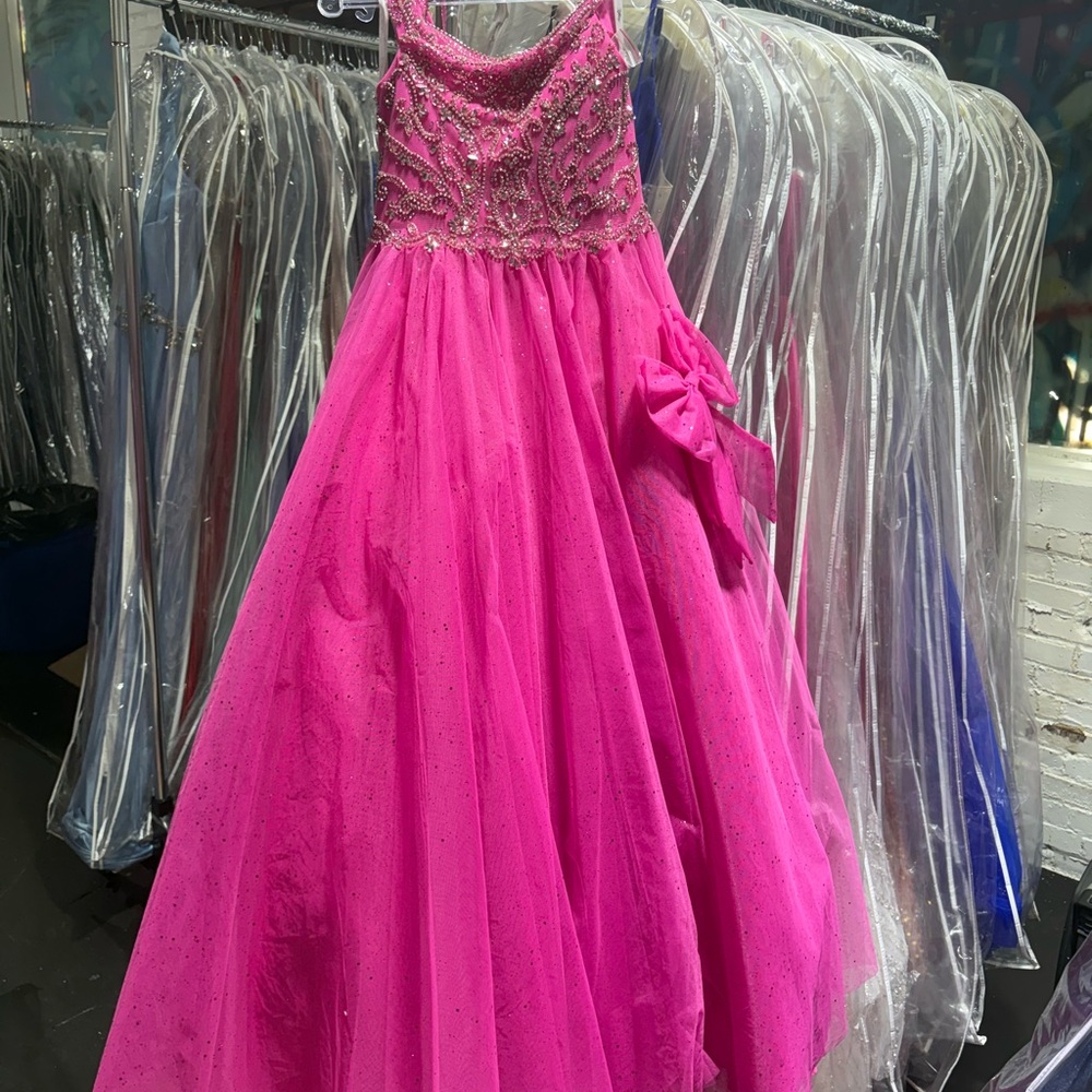Charming Fuchsia Kids Dress with Bow
